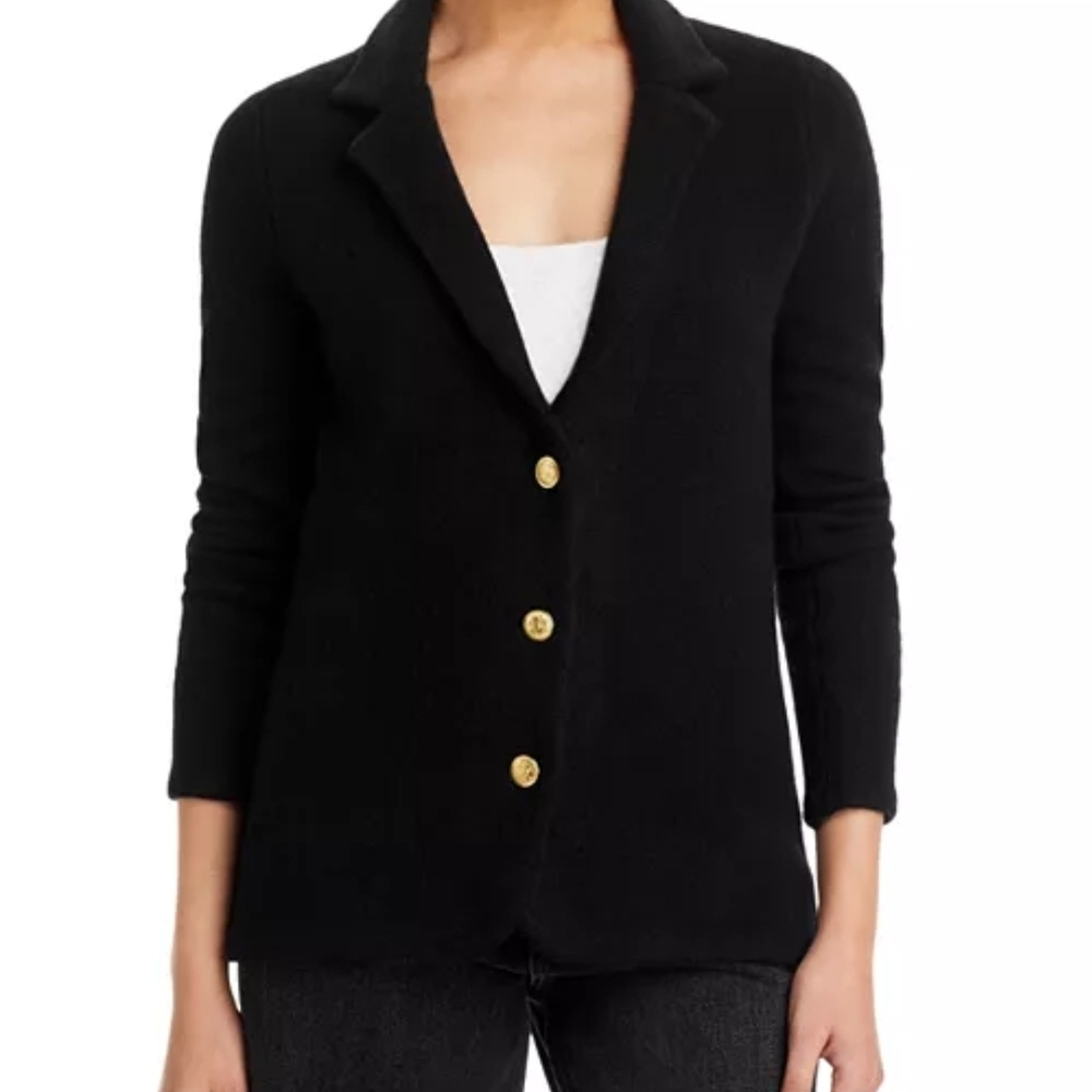 Classic Black 2-ply Cashmere Cardigan by Bloomindale's